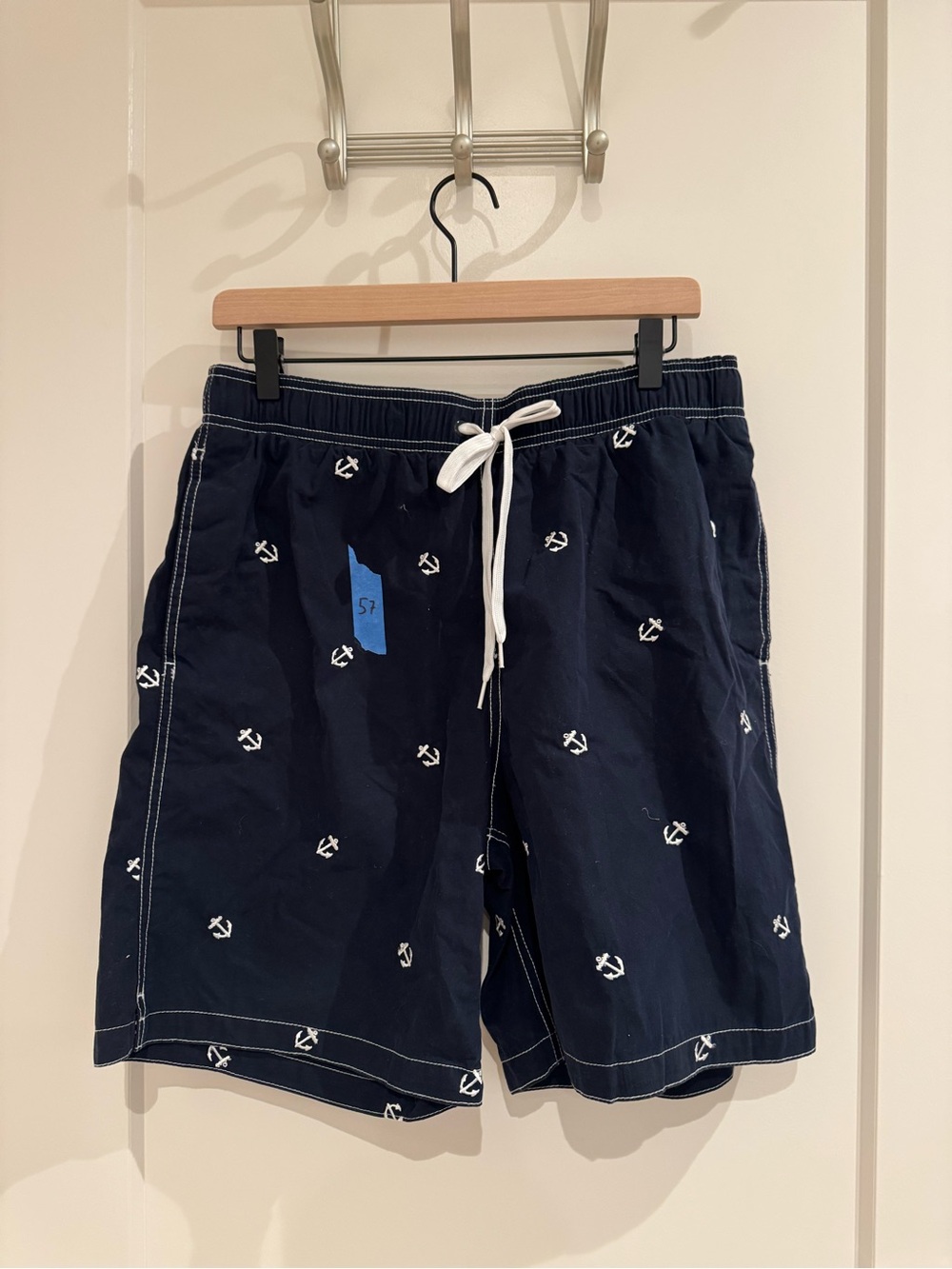 Merona Men's Navy Anchor Swim Shorts with Drawstring